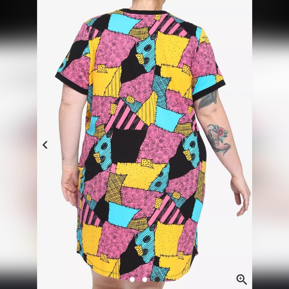Disney Sally Nightmare Before Christmas Colorblock Patchwork Midi Dress - Picture 5 of 8